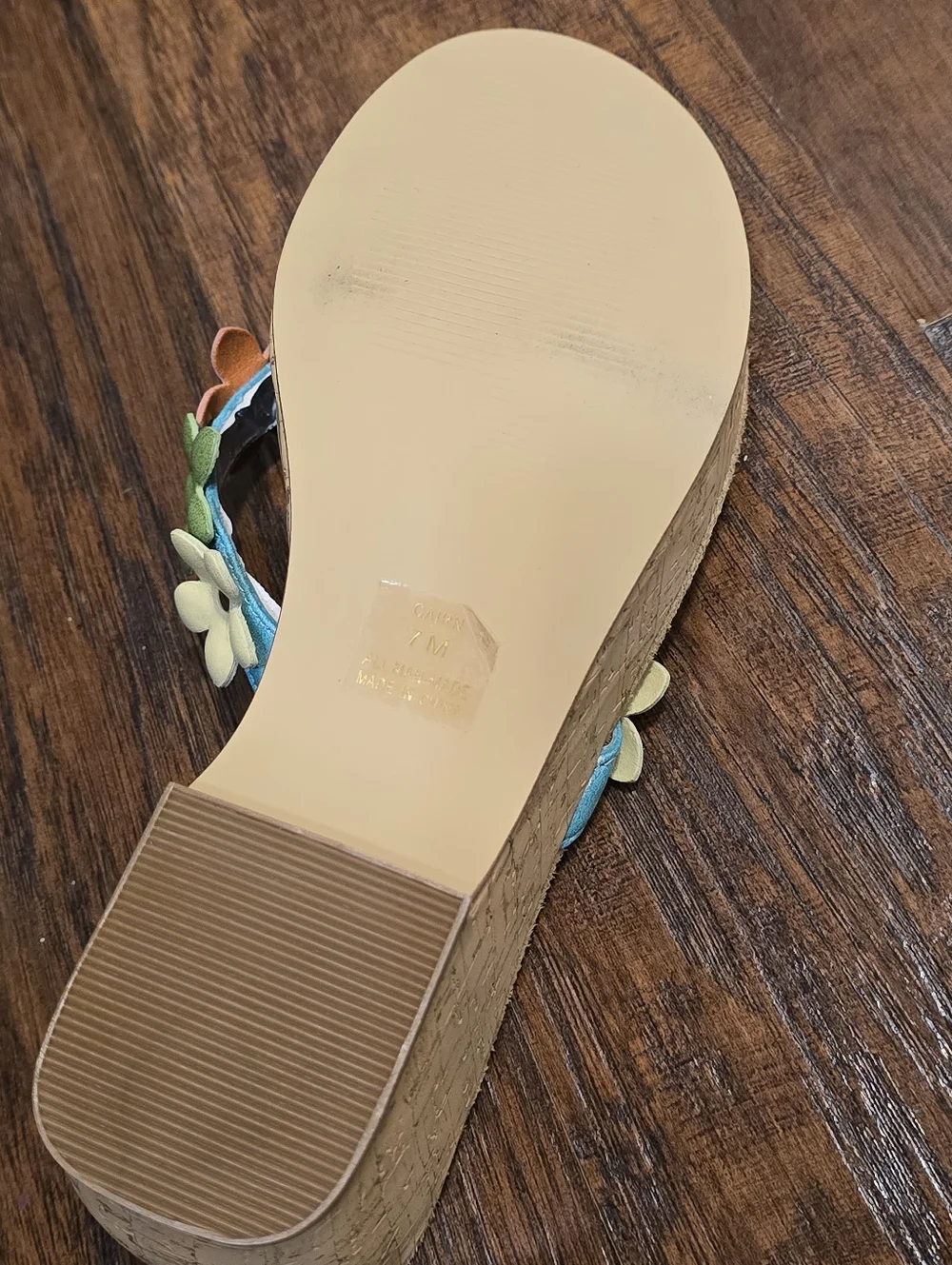 Steve Madden Women Cork Platform Wedge Sandals Sz 7 Flowers Vacation Resort Boho - Picture 8 of 9